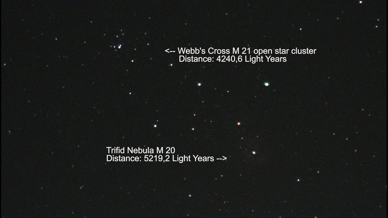 Webb's Cross, Trifid Nebula, Lagoon Nebula (3 July 2018)