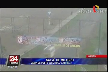 Ancón: mototaxista se salva de morir tras caída de un poste en la Panamericana Norte