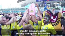 Sweden fans celebrate win over Switzerland, place in quarters