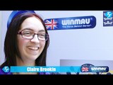 Claire Brookin talks after losing 3-4 against Deta Hedman at The Winmau World Masters