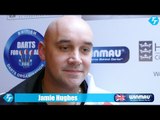 Jamie Hughes talks after a 3-1 win over Darius Labanauskas at The Winmau Wolrld Masters 2015