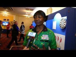Deta Hedman chats after defeating Ann Louise Peters