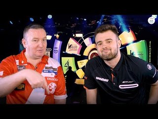 Glen Durrant Smashed the dart board with Corey Cadby before 6-2 win over Scott Waites