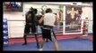 Boxer Chris Eubank Jnr sparring with father Chris Eubank Snr in the corner
