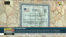 Estudiantes palestinos protestan por recorte de ayuda de EE.UU.