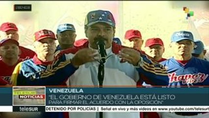 Pdte venezolano se dice listo para firmar acuerdo de paz con oposición