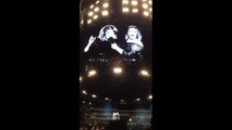 Adele meets and sings with her impersonator on stage at the Domain Stadium in Perth, Australia