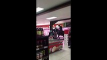 Man Rides Horse Though Supermarket - A horse walks into a supermarket