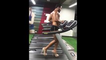 Man High-Heeled Threadmill Walk - Guy On Treadmill Wearing High-Heels