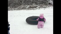 Dog Slides Across the Snow