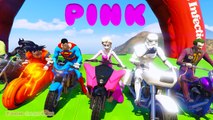 LEARN COLORS SPEED BIKE DOWNHILL w/ Superheroes Extreme Jump Fun Animation for Children