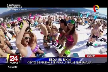 Siberia: cientos realizan esquí en bikini a 40 grados bajo cero