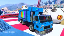 COLOR Garbage TRUCKS and Spiderman Cars Cartoon with Colors for Kids w Funny Children Nursery Rhymes