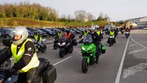 Le cortège de près de 300 motos au départ de Cherbourg