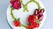 Heart shaped Valentines Day flower wreath cake - How to make by Olga Zaytseva / CAKE TRENDS 2017 #4