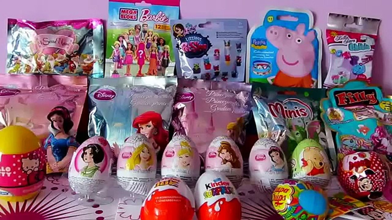 Disney Princess Ariel Cinderella Snow White Barbie Hello Kitty Unboxing Kinder Surprise Eggs