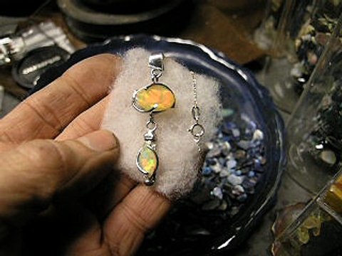 Sterling Neclace Ethiopian Opal With 2 faceted Stones Ebay