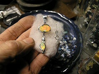 Sterling Neclace Ethiopian Opal With 2 faceted Stones Ebay