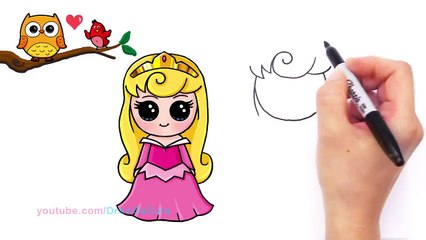 How to Draw Disney Sleeping Beauty Aurora Cute step by step