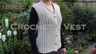 Crochet a collared cardigan vest lace jacket - ear of wheat stitch (with Spanish subtitles)