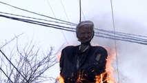 West Bank Palestinians burn Trump, Pence in effigy
