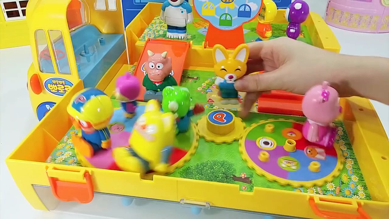 뽀로로 빠방 스쿨버스 타요 장난감 놀이 мультфильмы про машинки автобус Игрушки Pororo School Bus Car Toy