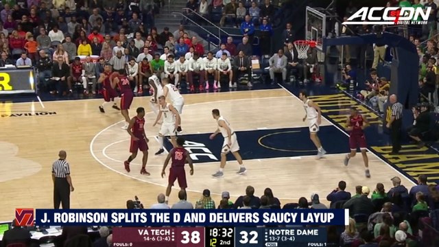 Hokie's Justin Robinson Splits The D And Finishes With Saucy Layup