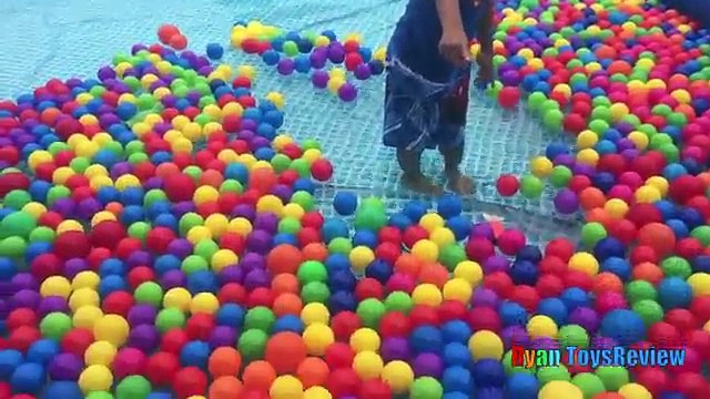 BALLOON POP SURPRISE TOYS CHALLENGE giant ball pit in Huge pool Kinder Egg Disney Cars Toy