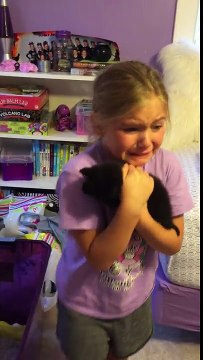 Adorable girl meets kitten for the first time and cries tears of pure joy!! - Marley & Ella