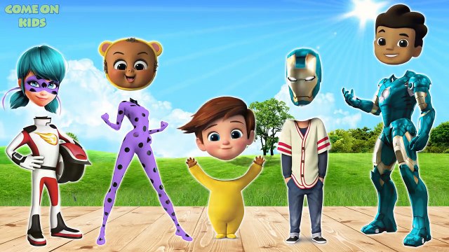 Wrong heads Blaze Ladybug Ironman Boss Baby Dinosaurs Finger Family Song
