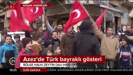 Azez'de Türk bayraklı gösteri