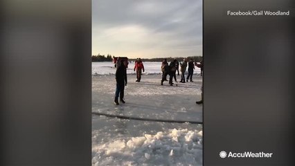 Hop aboard this spinning ice circle!