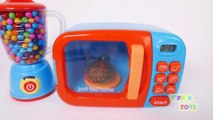 Microwave Playset Kitchen Appliance Toys for Kids Learn Colors with Squishy Balls