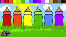 Çocuklar ve Renk Gökkuşağı Biberon Boyama Sayfaları için Renkler öğrenin