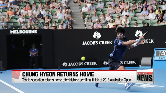 Tennis star Chung Hyeon returns home to hero's welcome after stunning Australian Open