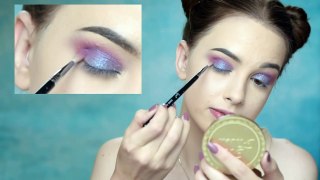 Pink & Purple Glitter Eyes + White Eyeliner Makeup Tutorial