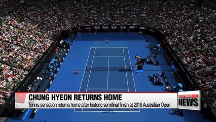 Tennis star Chung Hyeon returns home to hero's welcome after stunning Australian Open