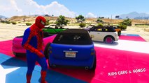 Colored CARS Transportation on TRUCK in Funny Spiderman Cartoon for Kids and Nursery rhymes Songs