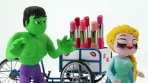 FROZEN ELSA NEW MAKE UP Superhero Babies Play Doh Cartoons w/ Hulk & Spiderman - Stop Motion Movies