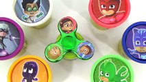 PJ MASKS Play Doh Fidget Spinners GAME Superhero IRL Toy Surprises, Catboy, Owlette, Gekko, Romeo