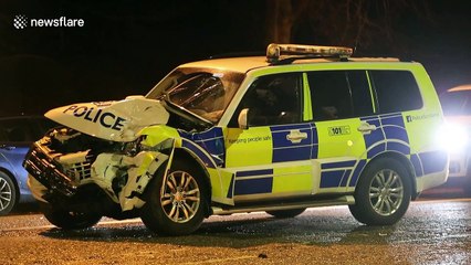 Police car wrecked in Edinburgh collision