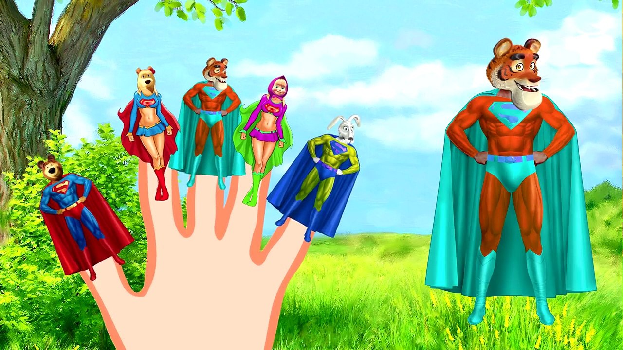 Маша и медведь Cупер герои Cемья пальчиков Masha and Bear Superman finger family