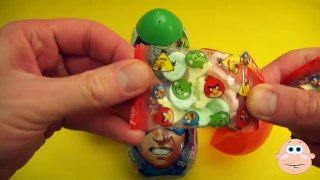 4 JUMBO Surprise Eggs! Angry Birds Spider-Man Captain America Avengers Star Wars