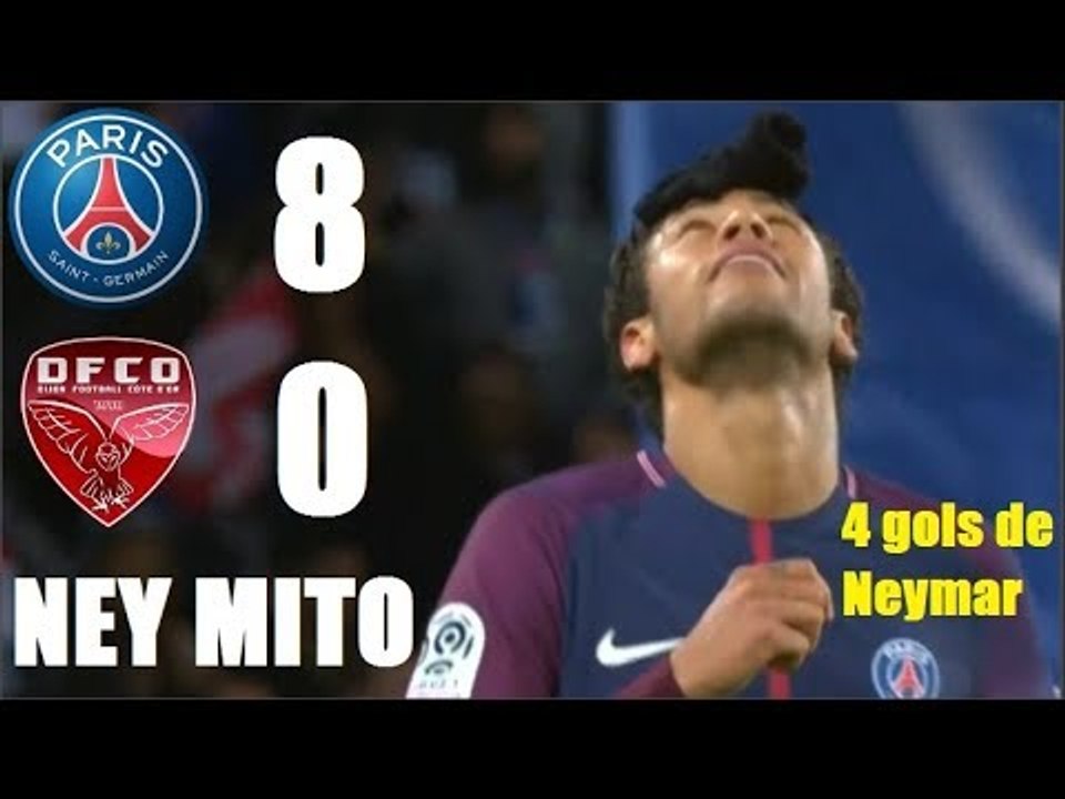 PSG 8 x 0 Dijon - NEYMAR FEZ QUATRO GOLS - Melh...