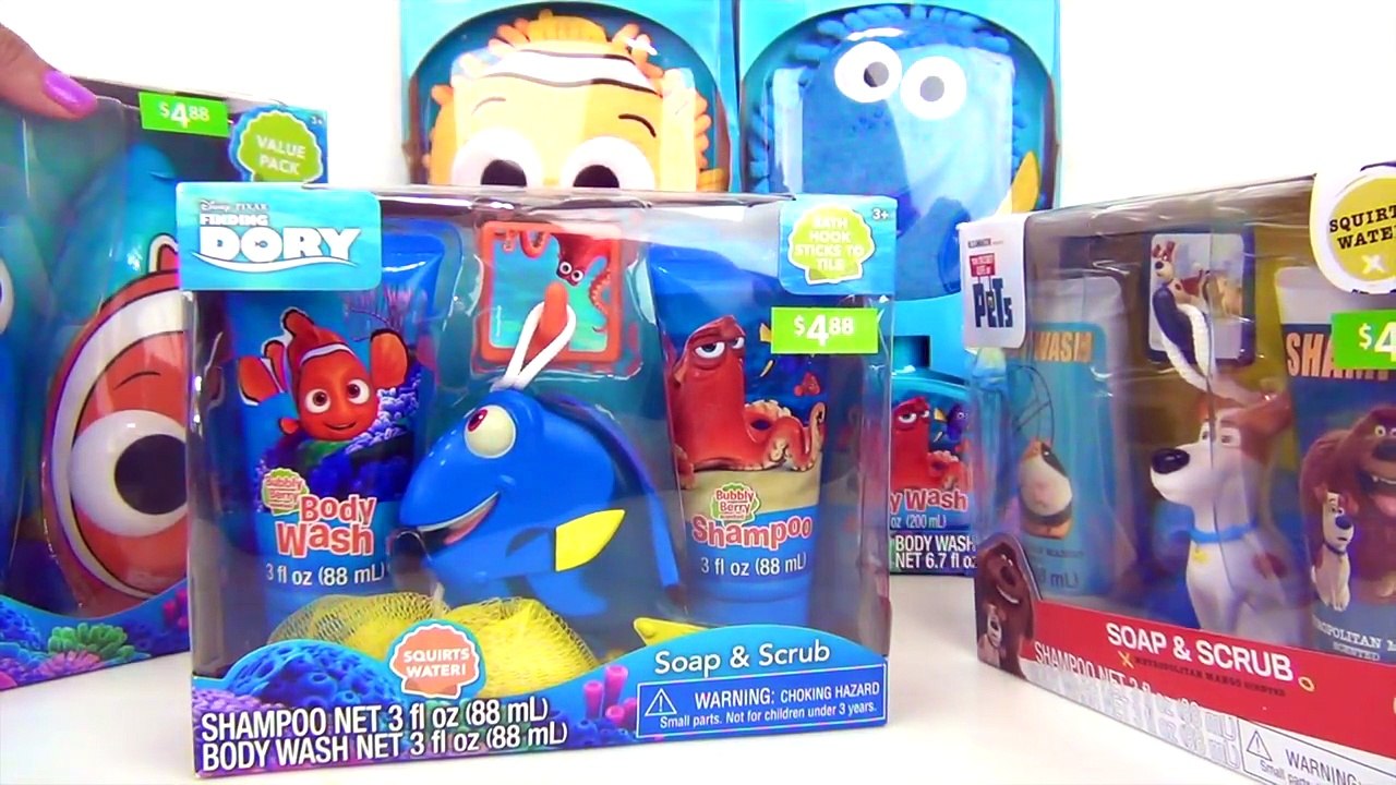 Finding Dory & Secret Life of Pets Soap, Scrub, Bath Tub Sets, Bubble Toy Surprises Mashems / TUYC