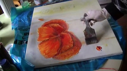 Mohnblüte malen lernen Teil2 Poppies acrylic painting demo part 2