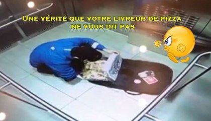 Regardez ce qu'il a fait ce livreur de Pizza dans l'ascenseur avant de livrer la commande ! J'suis choqué!