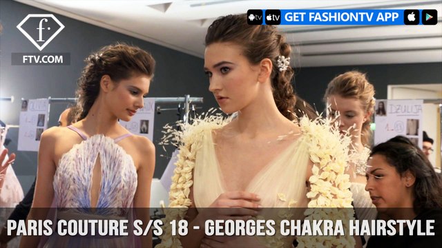 Georges Chakra Paris Haute Couture Spring 2018 Elegant Pulled Back Hairstyle | FashionTV | FTV