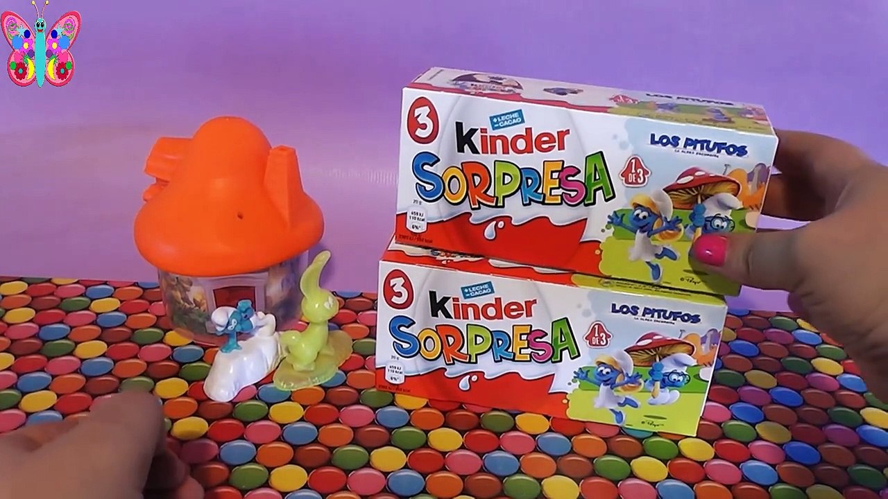 Los pitufos la aldea escondida Juguete regalo para niños de McDonalds y 6 Huevos kinder sorpresa en