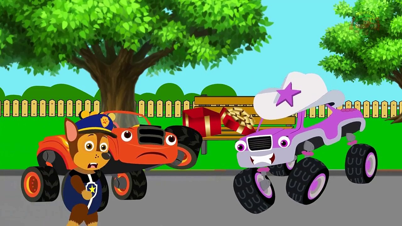 BLAZE CAR THE MONSTER MACHINES Shoot The Gun The Accident! w/ Blaze Monster Truck Cartoon For Kids